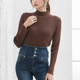 タートルネックリブニットプルオーバー