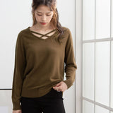 カシミヤタッチクロスデザインニット