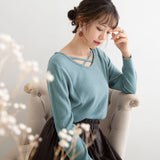 カシミヤタッチクロスデザインニット