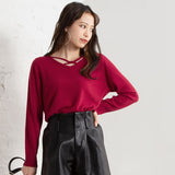 カシミヤタッチクロスデザインニット