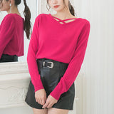 カシミヤタッチクロスデザインニット