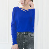 カシミヤタッチクロスデザインニット