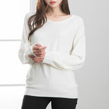 カシミヤタッチ両Vネックバルーンスリーブニット