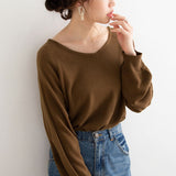 カシミヤタッチ両Vネックバルーンスリーブニット