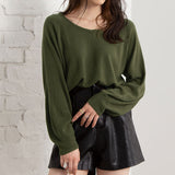 カシミヤタッチ両Vネックバルーンスリーブニット