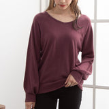 カシミヤタッチ両Vネックバルーンスリーブニット