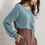 カシミヤタッチ両Vネックバルーンスリーブニット