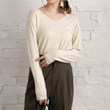 【メール便】ウォッシャブルVネックニットトップス