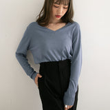 【メール便】ウォッシャブルVネックニットトップス