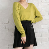 【メール便】ウォッシャブルVネックニットトップス