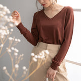 【メール便】ウォッシャブルVネックニットトップス