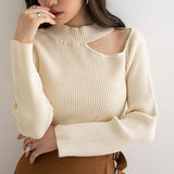 ショルダーカットリブニットプルオーバー