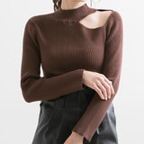 ショルダーカットリブニットプルオーバー