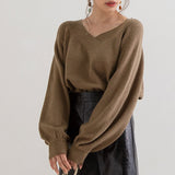 もちもち2WAYオフショルVネックニットプルオーバー