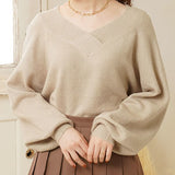 もちもち2WAYオフショルVネックニットプルオーバー