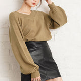 もちもち2WAYオフショルVネックニットプルオーバー