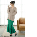 ダメージVネックレイヤードニット