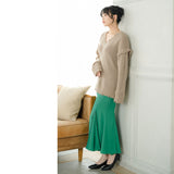 ダメージVネックレイヤードニット