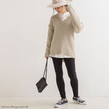 ダメージVネックレイヤードニット