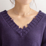 ダメージVネックレイヤードニット