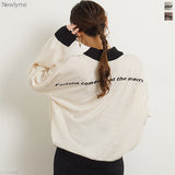 ハイネックバックロゴニットトップス