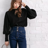 【メール便】プチハイネックパフスリーブニットトップス