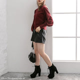 【メール便】プチハイネックパフスリーブニットトップス