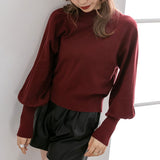 【メール便】プチハイネックパフスリーブニットトップス