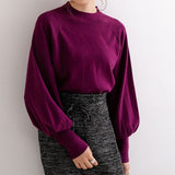 【メール便】プチハイネックパフスリーブニットトップス