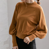 【メール便】プチハイネックパフスリーブニットトップス