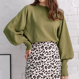 【メール便】プチハイネックパフスリーブニットトップス