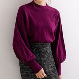 【メール便】プチハイネックパフスリーブニットトップス