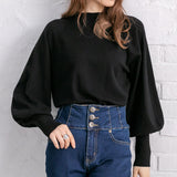 【メール便】プチハイネックパフスリーブニットトップス