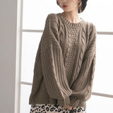 ケーブル柄ゆるニットトップス