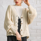 ケーブル柄ボリュームカーディガン【ニット】