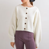 ボリューム袖もちもちショートカーディガン【ニット】