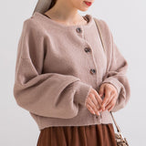 ボリューム袖もちもちショートカーディガン【ニット】