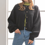 ボリューム袖もちもちショートカーディガン【ニット】