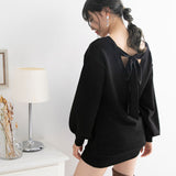 バックリボンゆるぴたニットワンピース