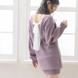 バックリボンゆるぴたニットワンピース