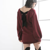 バックリボンゆるぴたニットワンピース