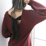 バックリボンゆるぴたニットワンピース