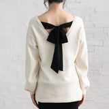 バックリボンゆるぴたニットワンピース