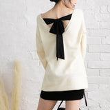 バックリボンゆるぴたニットワンピース