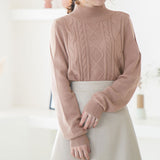 オープンショルダーケーブルニットトップス