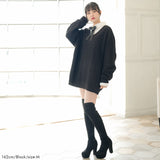 オーバーサイズVネックニットトップス