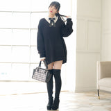 オーバーサイズVネックニットトップス