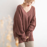 オーバーサイズVネックニットトップス