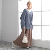 オーバーサイズVネックニットトップス