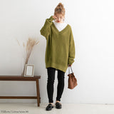 オーバーサイズVネックニットトップス